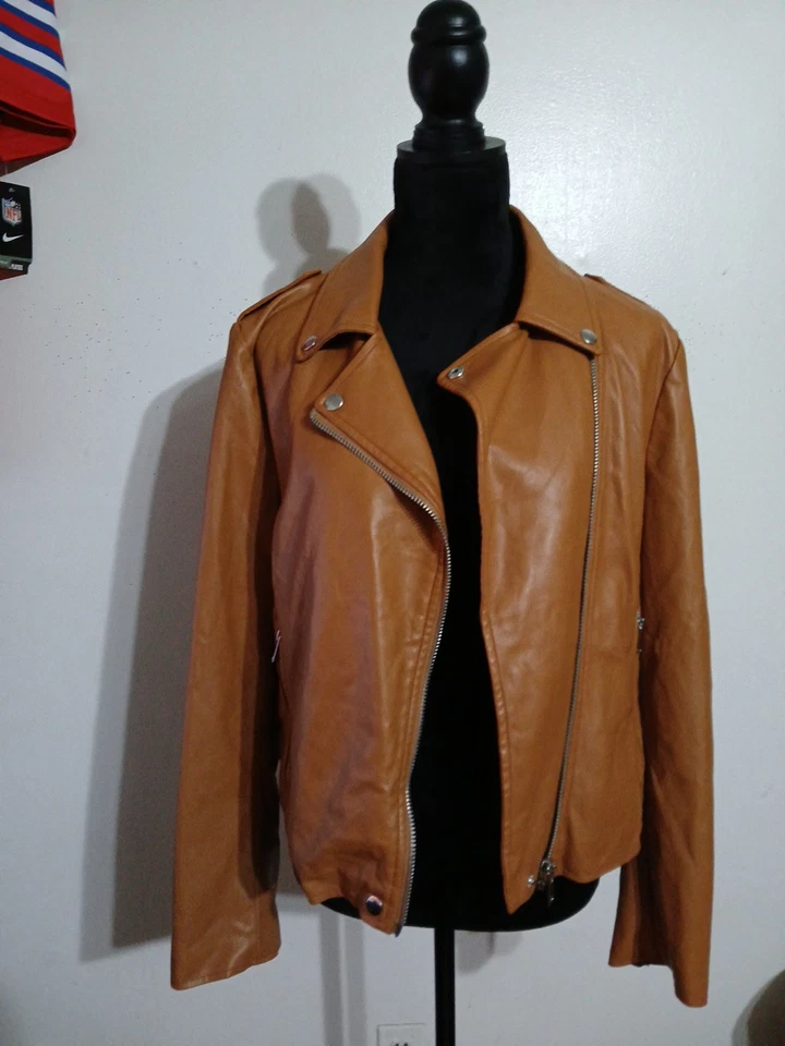 Chaqueta de cuero sintético Bagatelle para mujer moto envejecida talla L Foto 4 de 4