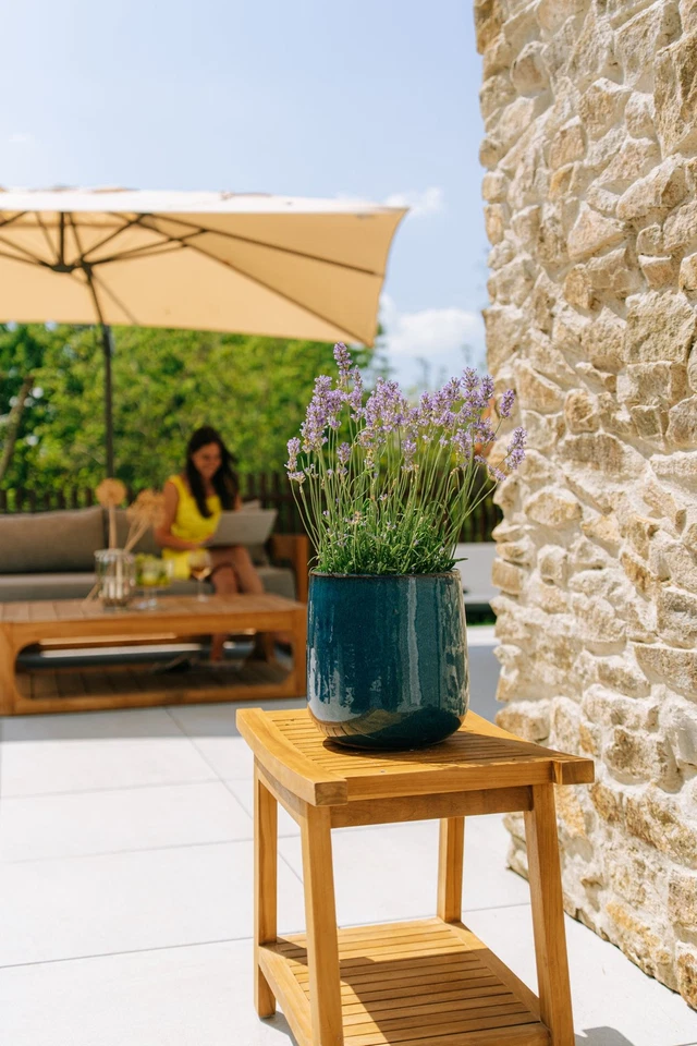 Design Blumentopf Übertopf Keramik Pflanzkübel modern für Büro Azurblau... - Bild 4 von 4