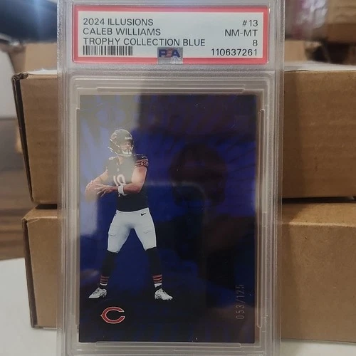 Panini 2024 Illusions Caleb Williams Trophy Blue #13 /125 PSA 8 Bears Rookie