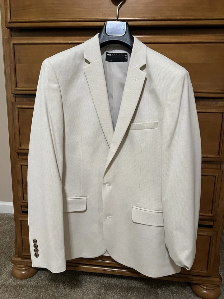 Traje chaqueta y pantalones ajustados para hombre talla 42R 34/32 de Asos Stone Foto 4 de 4