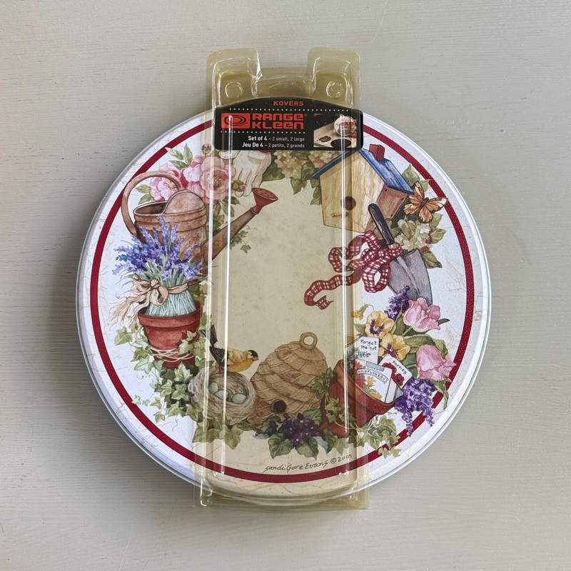 Set of 4 Range Kleen Kovers Stove Range Burner Covers Garden Sandi Gore Evans