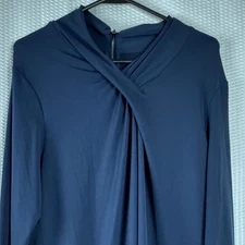 Alfani Women's X-Large 3/4 Sleeve Twist Front Blouse Shirt Blue Casual