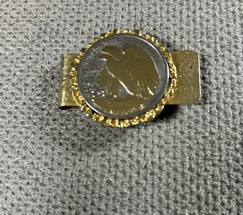 Money Clip Gold Plated Walking Eagle Liberty Half Dollar Coin