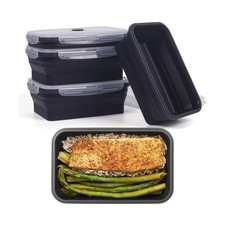 Collapsible Food Storage Containers with Lids, 4 Pack, 40 oz Silico... Fast Ship