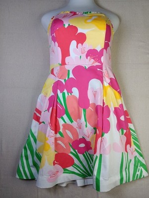 Lilly Pulitzer Lavish Lilly's Strapless Dress Size 6 ''Blossom'' White Pink Yellow