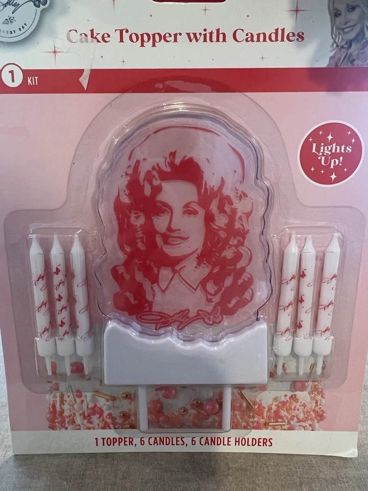 Dolly Parton Cake Topper *Se ilumina* con 6 velas/soportes para velas NUEVO Foto 3 de 4
