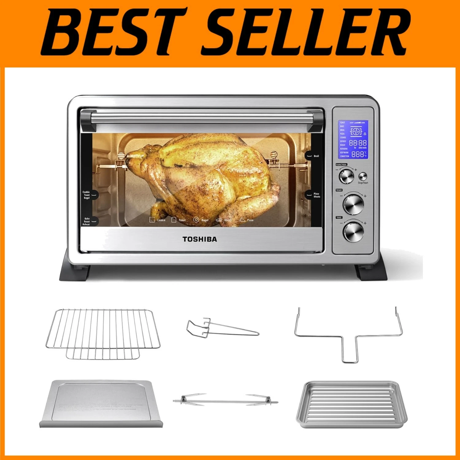 10-in-1 Large Capacity Toaster Oven, 1500W, Stainless Steel