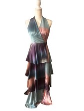 NWT (Small Flaw) Hutch Anthropologie Amora Ombré Maxi Dress Cascade Ruffles SM