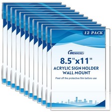 8.5 x 11 Acrylic Sign Holder Wall Mount 12 Pack Clear Acrylic Wall Frame, Wal...