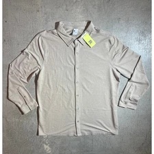 All in Motion Beige Button Up Long Sleeve Shirt XL 
