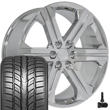 Oe Wheels Cv60 24x10 Chrome Rims 29535r24 Hp Tires Tpms Set 6x139.7 30et