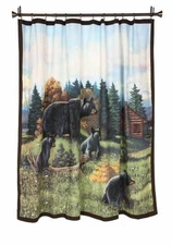 Vintage Black Bear Lodge Shower Curtain Blonder Home Rustic 70 X 72