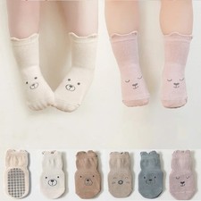 3 Pairs/Set Infant Baby Girls Anti-slip Socks Cotton Cartoon Toddler Girl Mid Tu