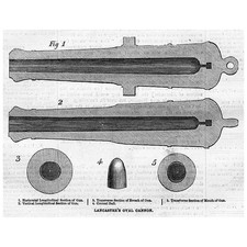 Lancaster Oval Cannon - Antique Print 1854