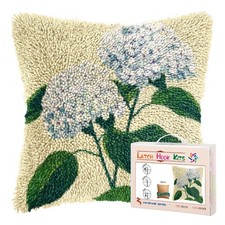 17x17inch DIY Latch Hook Pillow Kits Hydrangea Flowers Printed Cushion Cover