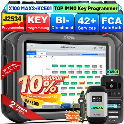 2025 XTOOL X100 MAX2 KC501 IMMO Key Programmer J2534 ECU Programming Diagnostic
