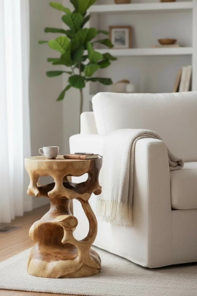 Bonsai Beistelltisch Rund Holz Hocker Massiv Tisch Beistelltisch Blumenhocker - Bild 2 von 4