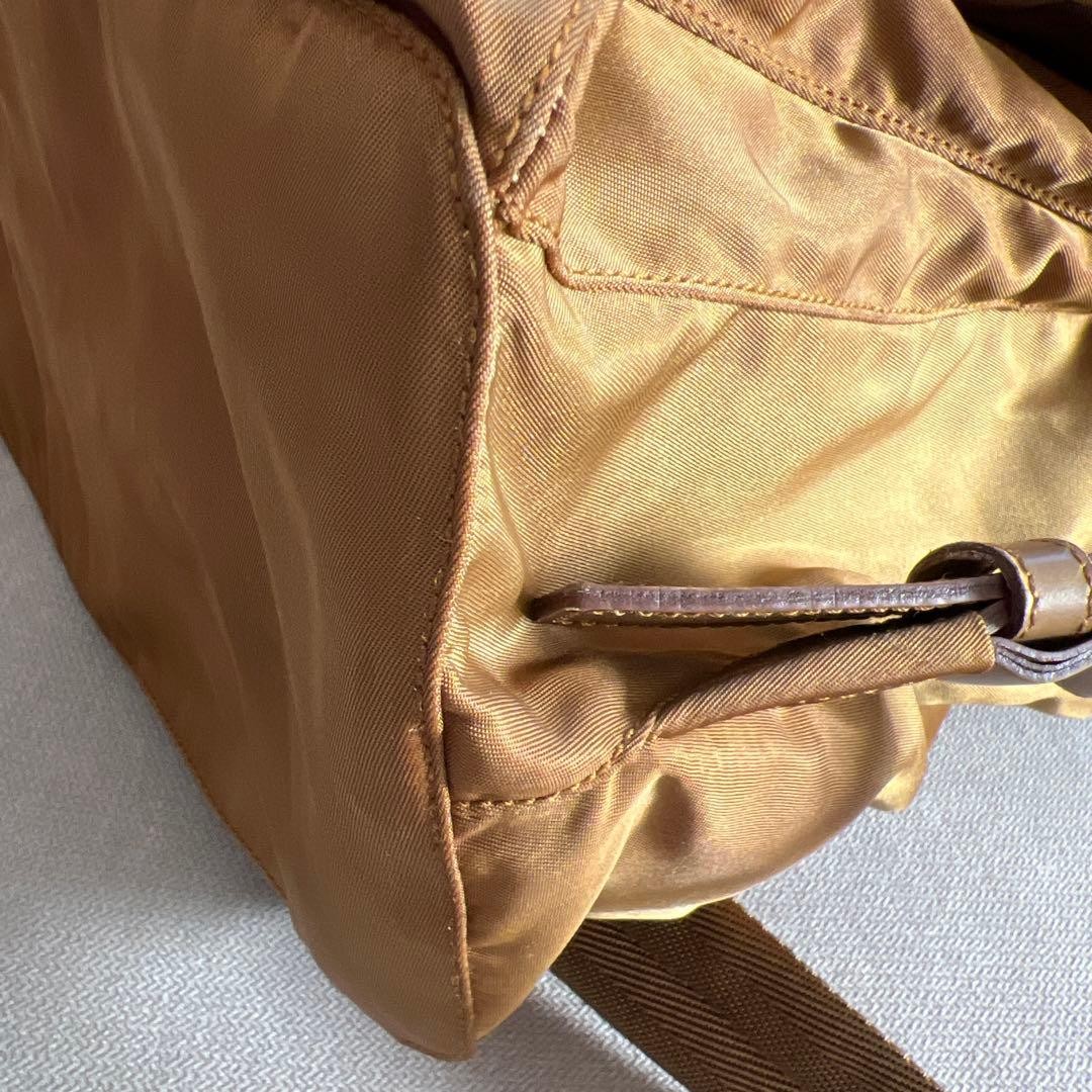 PRADA Backpack Nylon Camel Triangular Logo Drawst… - image 6