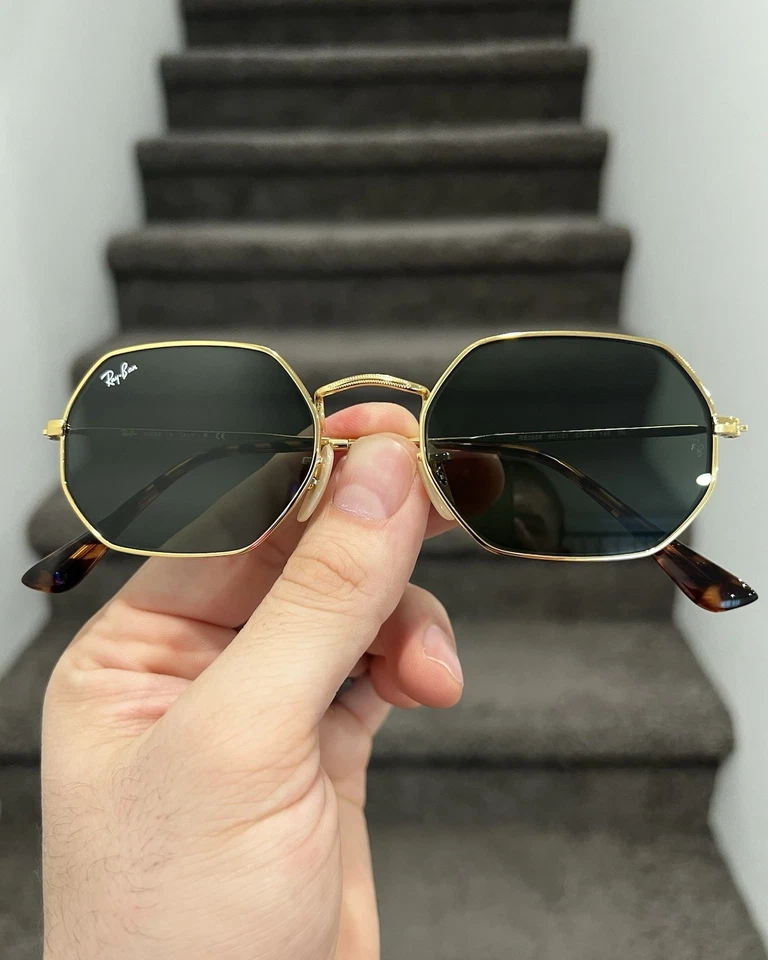 NUEVO Lente Ray-Ban Octagon Marco Dorado G-15 RB3556N 53-21 Con Bolsa Foto 2 de 4