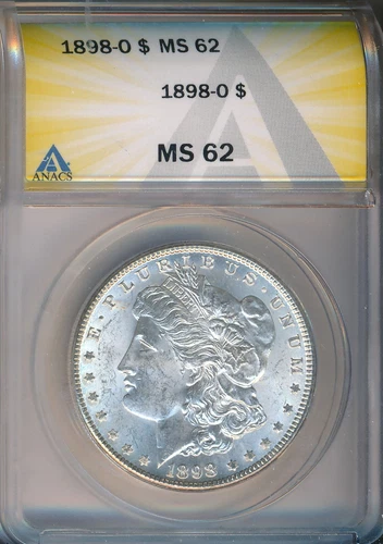 1898-O MORGAN SILVER DOLLAR **ANACS CERTIFIED MS 62** FREE SHIPPING!!