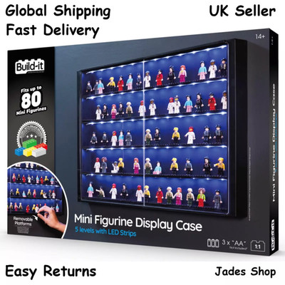 Mini Figuren Vitrine Schutz Figuren 5 Ebenen LED Streifen Lego kompatibel