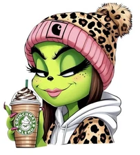 1 Sheet Direct To Film Transfer, Iron on , Grinch Girl. Size 8inch.