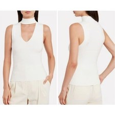 A.L.C Women's Colby Sleeveless Ribbed Choker Neck Top In Ivory Large $275