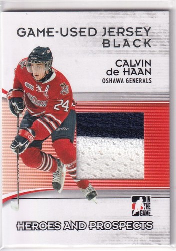 09/10 ITG HEROES & PROSPECTS CALVIN DE HAAN GAME USED JERSEY 2CL