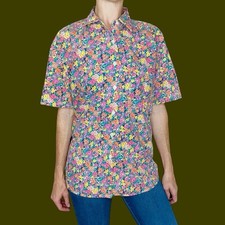 Vintage 90  s Jordache Colorful Floral Button Down Shirt