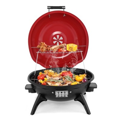 Electric BBQ Grill Red 1600W In/Outdoor Garden Party with Double Layer Design