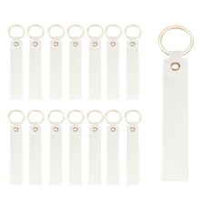 20Pcs PU Leather Laser Engraving Keychain Blanks White 5.3" x 0.8"