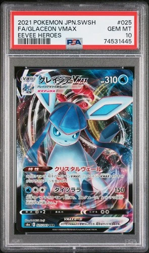 Glaceon Vmax Eevee Heroes Pokemon Japanese Sword & Shield 025/069 PSA 10