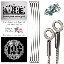 Stainless Steel Cabinet Door Restraint Kit. Made in USA. Flexible Braided Cab...