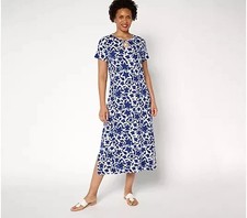 Quacker Factory Regular Starlet Keyhole Maxi Dress Light Navy 1X A690393