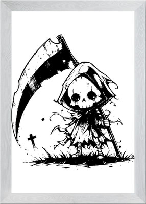 Chibi Sensenmann mit Sense gerahmtes Wandbild Poster Leinwanddruck Bild
