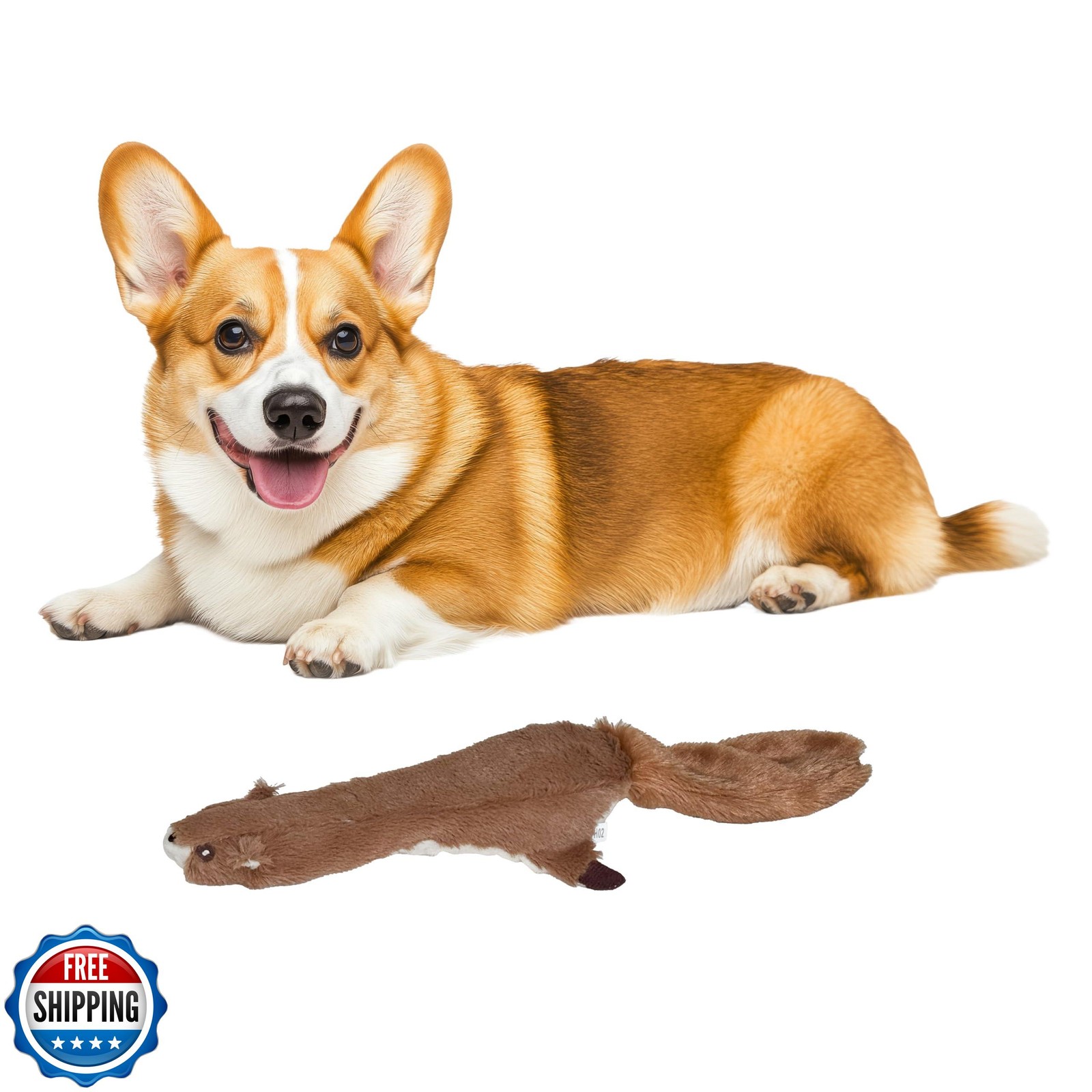 SPOT Skinneeez Plus Squirrel Stuffing Free Dog Toy with Two Piece Rubber Body