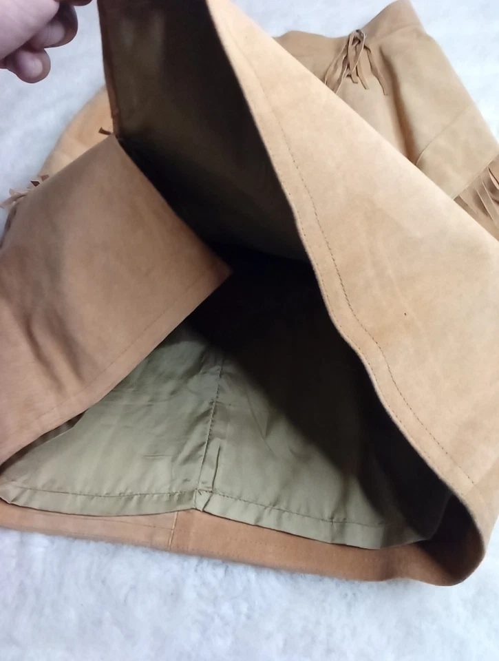 Falda de Colección Pia Rucci Marrón/Tostado Gamuza Cuero Western Flecos para Mujer Talla 6 Foto 3 de 4