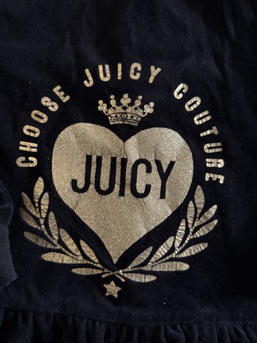 Juicy Couture Girl Hooded Velour Jogging Suit Black & Gold Size 8/10 - Picture 6 of 7