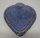 Fenton Heart Covered Trinket Box Dish Wild Strawberry Amethyst Carnival Glass
