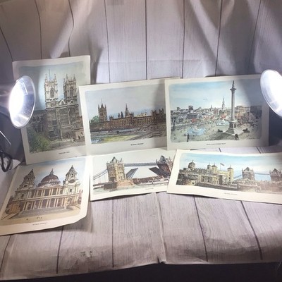 London England Landmark Art Prints Vintage 1970s Bernard Smith Color Prints Set 