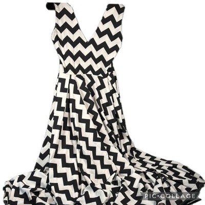 Eien Boutique Black & White Chevron Maxi Boho Dress 2XL | eBay