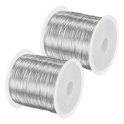 2Roll 0.3mmx100m Jewelry Wire, 28 Gauge 328FT Craft Wire Copper Wire, Silver
