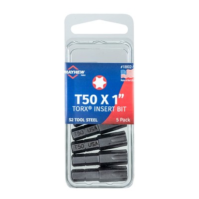 18802-5 USA Torx Insert Bit, T50 x 1'', 5-Pack