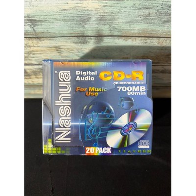 Nashua CD-R 20 Pack Silver New 700MB 80min Digital Audio Music Slim Jewel Case