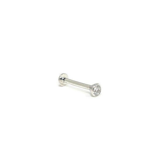 18ct White Gold 3mm created Diamond single screw back earring labret tragus bar - Bild 4 von 10