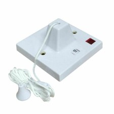 Shower Ceiling Pull Cord Electrical Switch, 45 Amp Double Pole with Neon Light