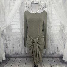 Ralph Lauren Size 10 Green Tie-Waist Casual Mini Dress Long Sleeve Pullover B55
