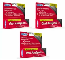 Lot Of 3 IODENT - MAXIMUM STRENGTH ORAL-A-GEL, BENZOCAINE 20%,Better then Orajel