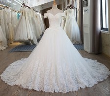 Princess Plus Size Wedding Dress Off Shoulder Lace Appliques A Line Ball Gowns
