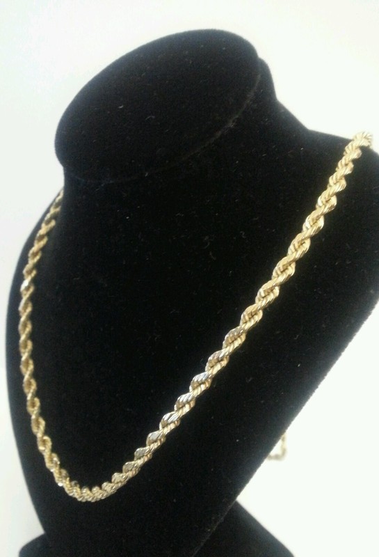 14k YELLOW GOLD ROPE NECKLACE LINK 24" CHAIN